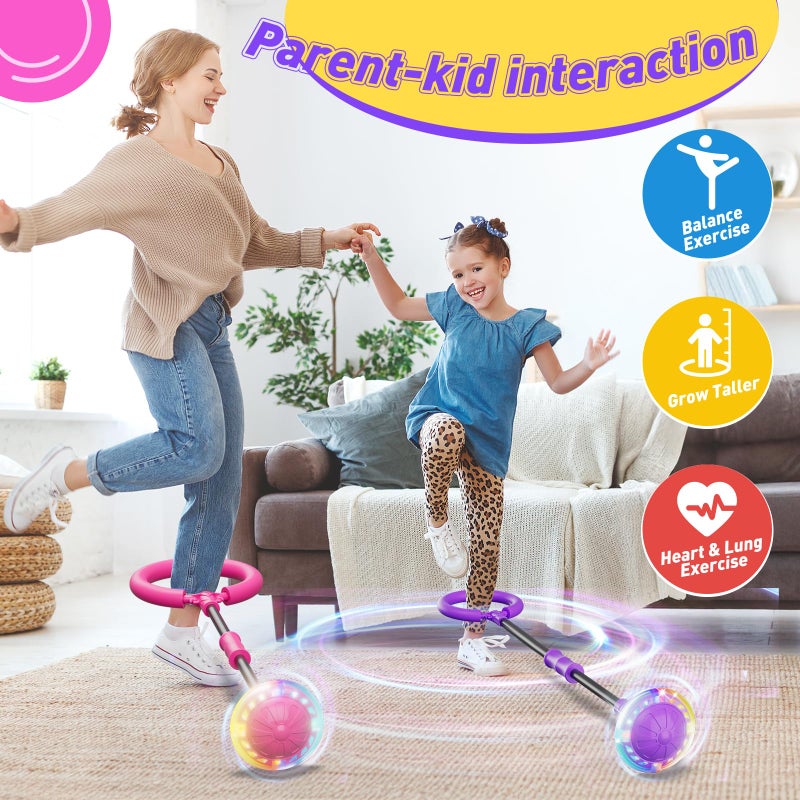 Flooyes تخطي الكرة للأطفال الكاحل تخطي لعبة الكرة مع الموقت العداد وآلة حاسبة كال هدايا عيد ميلاد فتاة لعمر 6 7 8 9 10+ قابلة للشحن عجلة فلاش ملونة تخطي الكرة للفتيات النساء - Image 4